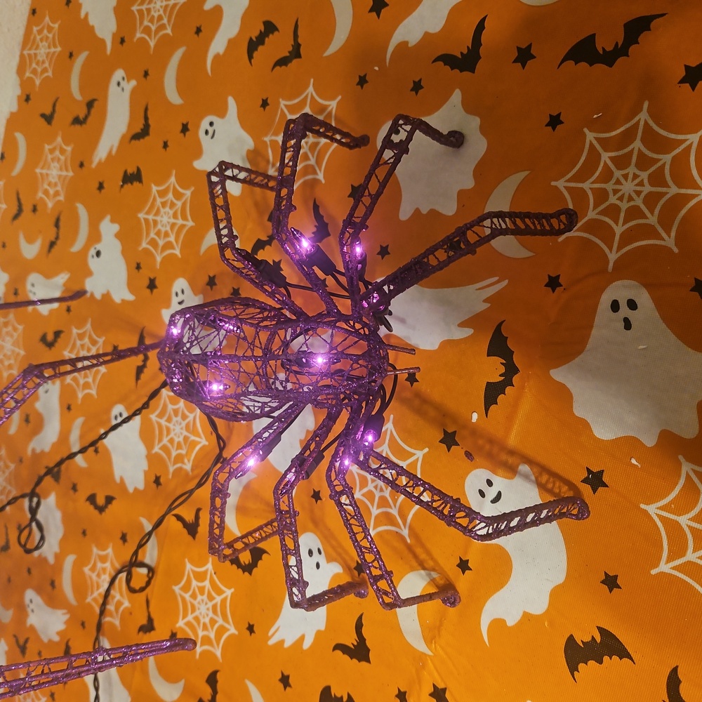 Purple Spiders with Pink LED Halloween Decor - Picture 4 of 6